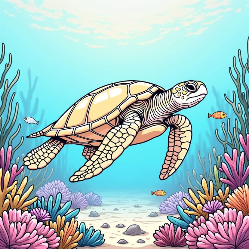 Colored sea turtle